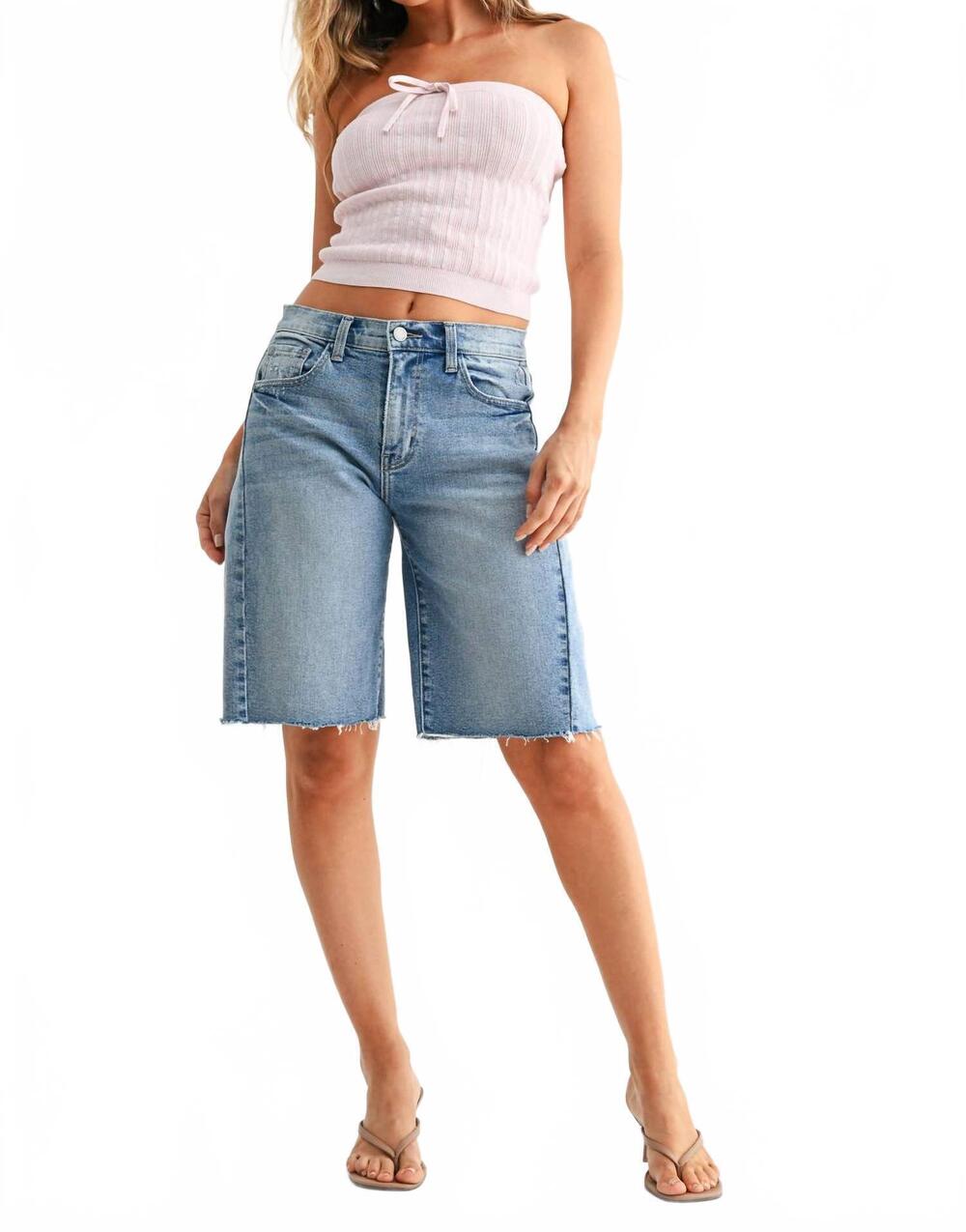 NEW JUST BLACK DENIM seamed longer short in light denim